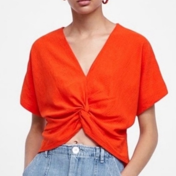 ZARA orange/ red orange twist knot crop top size small - Picture 5 of 5